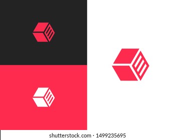 Home blinds concept logo design template. Abstract shapes sign. Minimalistic hexagonal geometric logo. Universal business identity element. Left arrow of two rhombus signs. Vector illustration.