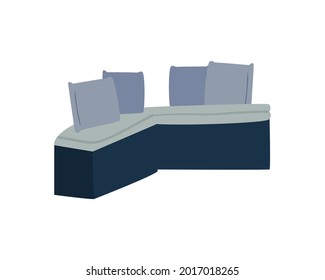Home and blue couch on white background