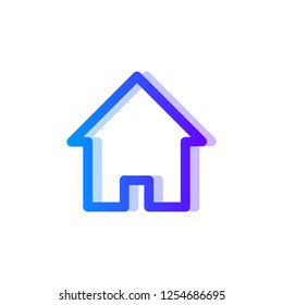 Home blue purple gradient icon, house symbol