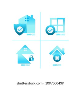 Home blue security system Logo Template. vector. on white background