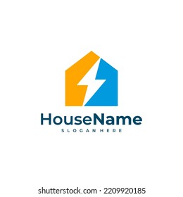 Vector de logotipo del perno de inicio, elemento de diseño del logotipo de la casa eléctrica, ilustración del diseño