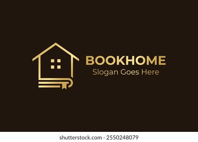 Home book logo template golden concept. Great for student, library, and education.