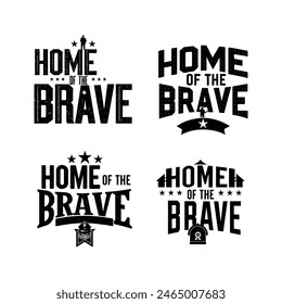 Home Of The Brave, Memorial Day set Vector Illustration. Happy Memorial Day in stars and stripes white background with a Fallen soldier