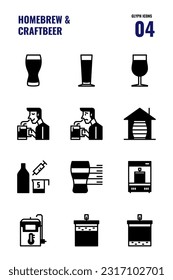 Home brew and craft beer icons set 4. Glyph icons isolate on white background