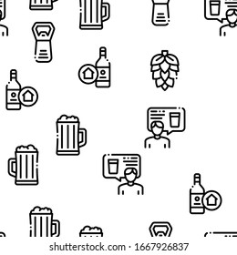 Home Brewing Beer Seamless Pattern Vector Thin Line. Illustrations
