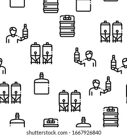 Home Brewing Beer Seamless Pattern Vector Thin Line. Illustrations