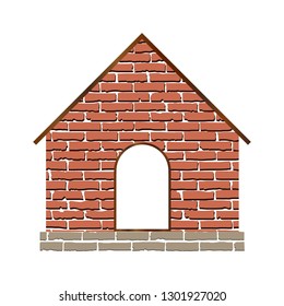 Home with brick texture media icon isolated on white background