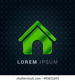 Home Bright Green chromium precious metallic 3D Icon / Logo Design