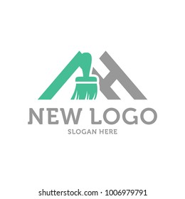 Home brush of paint Logo Design Template. Initial A, H Clean logo design concept