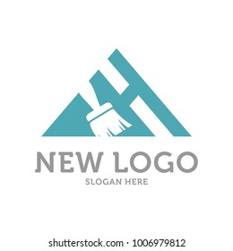 Home brush of paint Logo Design Template. Initial A, H Clean logo design concept