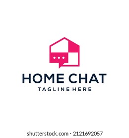 home with bubble chat logo design	