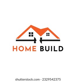 Idea de diseño del logotipo de la construcción en casa, logotipo de la renovación en casa con martillo