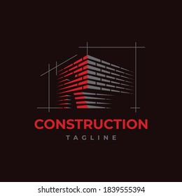 Home Build Symbol Logo Design Vector Template. Brick Work With Letter R Illustration