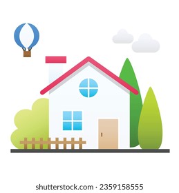 Home Building and Balloon Vector colorful Icon