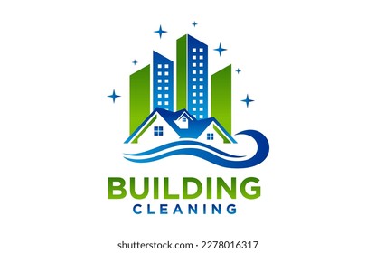 Plantilla de diseño de logotipos de servicios de limpieza de edificios domésticos