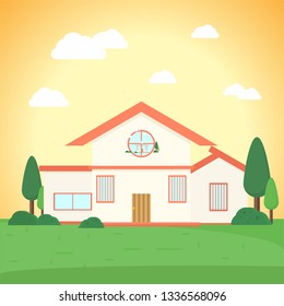 Home Building Conceptual Design Ilustration Vector