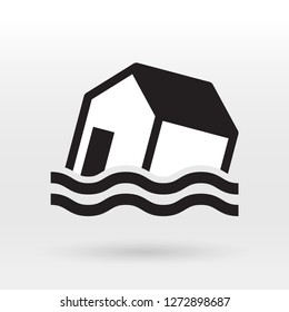 Home building flooding simple vector icon