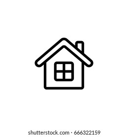 home, building, house with window line icon black on white