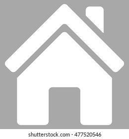 Home Building icon. Vector style is flat iconic symbol, white color, silver background.