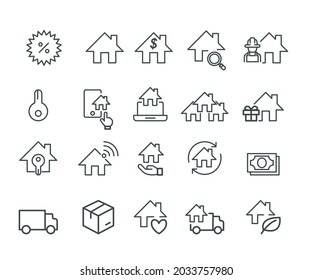 Home and Building Icons set,Vector,Editable Stroke