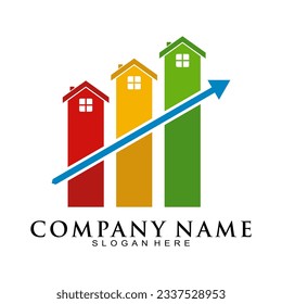 Logo del símbolo de aumento de edificio residencial