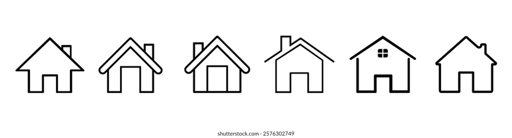Home Building Line Icon. Editable Stroke. Pixel Perfect. Vector illustration