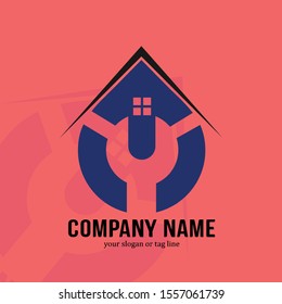 Home Building Logo Design. Vector Illustration
