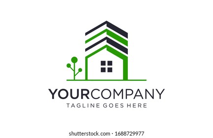 Edificio doméstico para diseño de logotipo vectorial editable