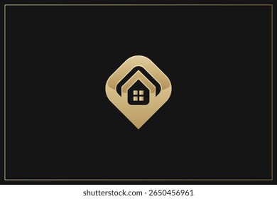 Logotipo de construcción de viviendas Estructura moderna Oro	