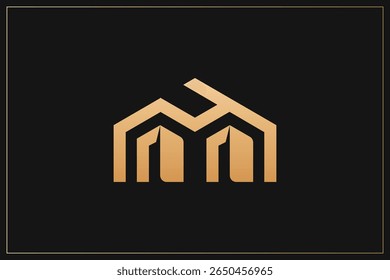 Logotipo de construcción de viviendas Estructura moderna Oro	