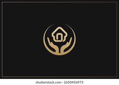 Logotipo de construcción de viviendas Estructura moderna Oro	