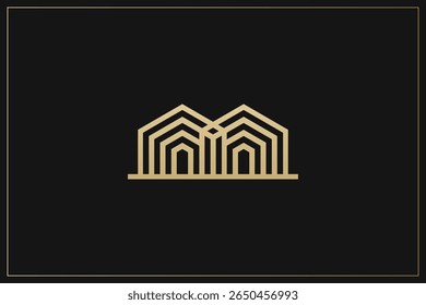 Logotipo de construcción de viviendas Estructura moderna Oro	