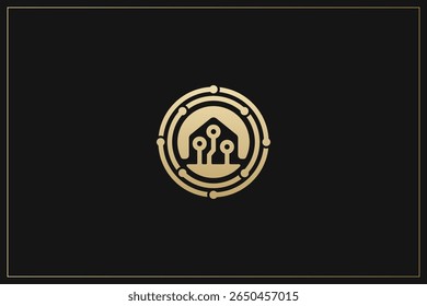 Casa Logotipo de construção Moderna estrutura de ouro	