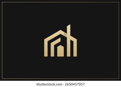 Home Building Logo Modern Structure Gold	