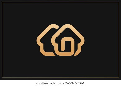 Logotipo de construcción de viviendas Estructura moderna Oro	