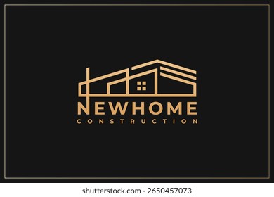 Logotipo de construcción de viviendas Estructura moderna Oro	