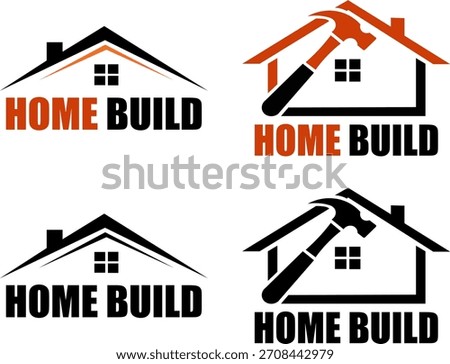 Home Building Logos Collection with House and Hammer Design Elements