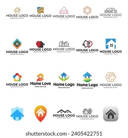 Home building property set logo on white background