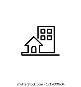 Home and building thin icon in trendy flat style isolated on white background. Symbol for your web site design, logo, app, UI. Vector illustration, EPS