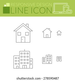 Home & building. Thin line icons. Responsive design for all devices.