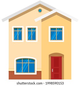 Home building vector house exterior flat cartoon design