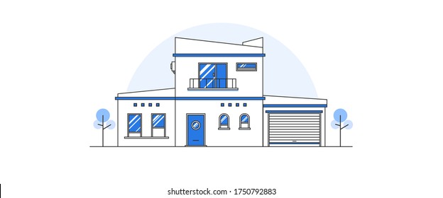 Home building vector illustration in minimalist style. House concept. 