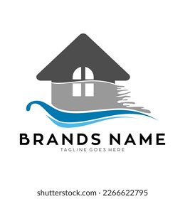 Home building and wave vector logo