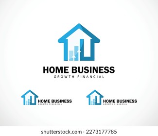 home business logo creative growth building design concept arrow up