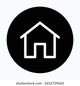 Home Button Circular Icon For User Interface, Isolated Vector Icon.