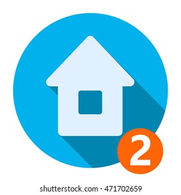 Home button. Flat shadow icon