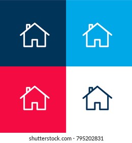 Home button four color material and minimal icon logo set in red and blue