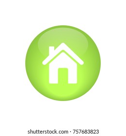 home button green color glossy vector