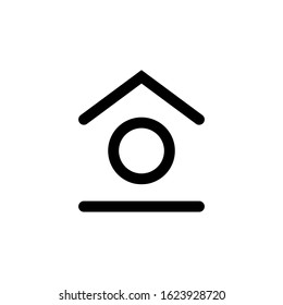 Home button house icon symbol line style black and isolated in white