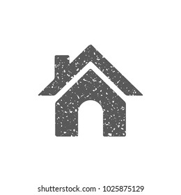 Home button icon in grunge texture. Vintage style vector illustration.